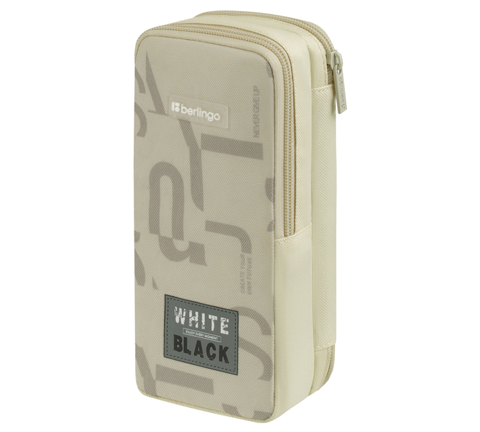 Пенал-футляр Berlingo «Black and white» 205х80х55мм, 2 отделения, магнит