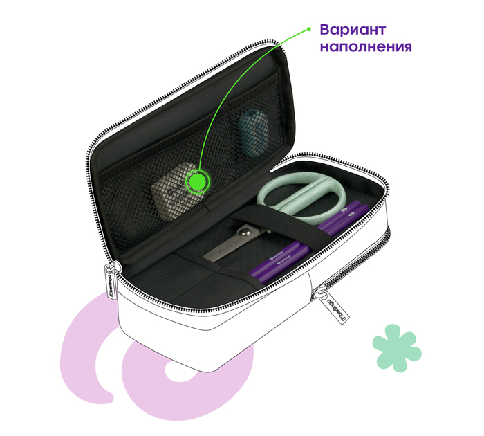 Пенал-футляр Berlingo «Butterfly» 205х80х55мм, 2 отделения, магнит