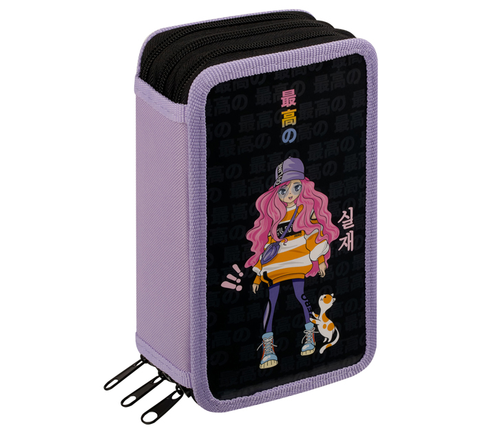 Пенал с 3 отделениями ArtSpace «Kawaii girl» 190х110мм