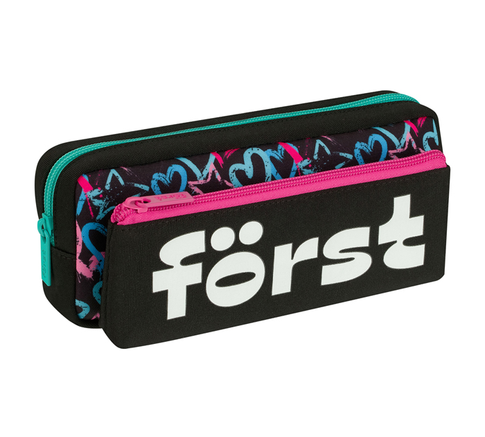 Пенал-косметичка Forst «Hearts» 2в1, 205х80х40мм, съемная косметичка на липучке
