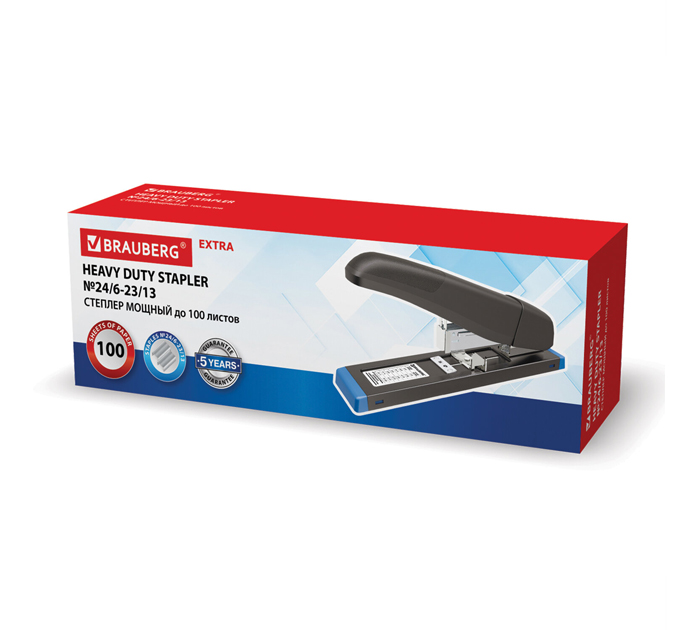 Степлер Brauberg «Heavy Duty Extra» усиленный, на 100л, №24/6-23/13, черный