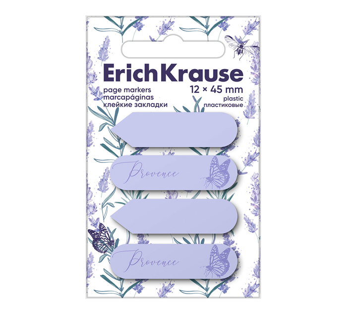 Закладки клейкие Erich Krause «Lavender» пластиковые, 12х45мм, сиреневые, 80л