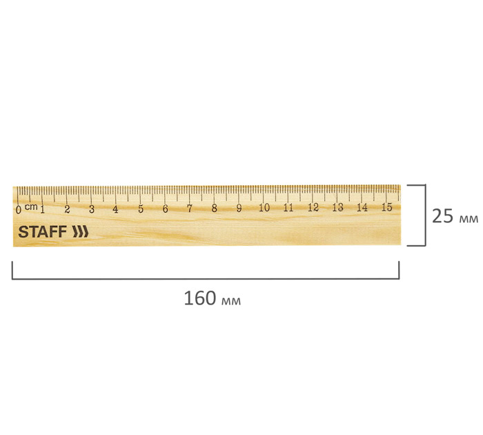 Линейка Staff деревянная, 15см