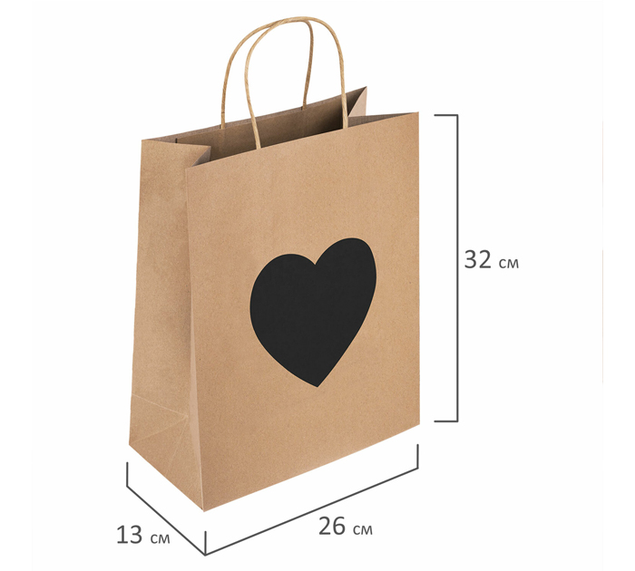 Пакет подарочный Золотая сказка «Heart on Kraft» скретч слой, 26х13х32см, крафт