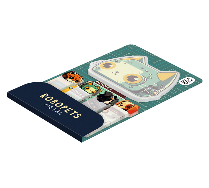 Стикеры Meshu «Robopets metal» фигурные, + закладки, 65х50мм/13х50мм, ассорти, 20л