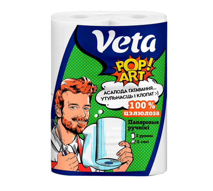 Полотенце бумажное Veta Pop Art 2-х слойное, 2 рулона