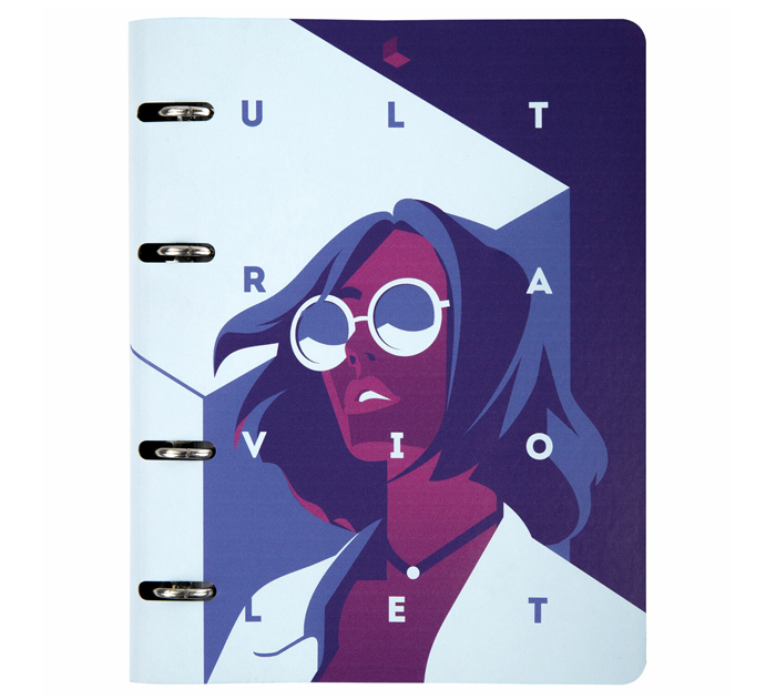 Тетрадь на кольцах  А5, 80л, клетка, кожзам, Brauberg «Vista Ultraviolet»