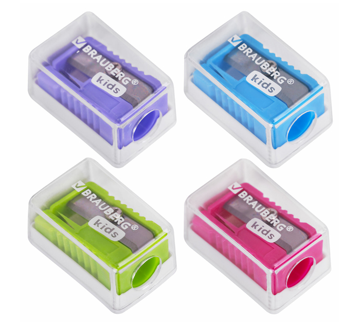 Точилка Brauberg Kids «Mini» 1 отверстие, с контейнером, ассорти