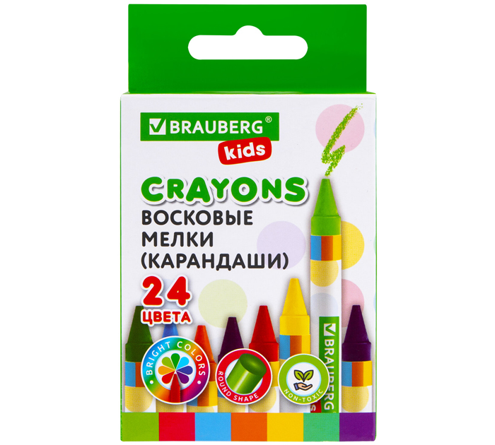 Мелки восковые Brauberg Kids 24 цвета