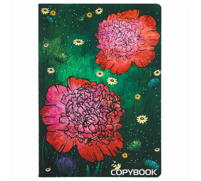 Тетрадь А5 40л клетка, на сшивке, Brauberg «Red Flowers»