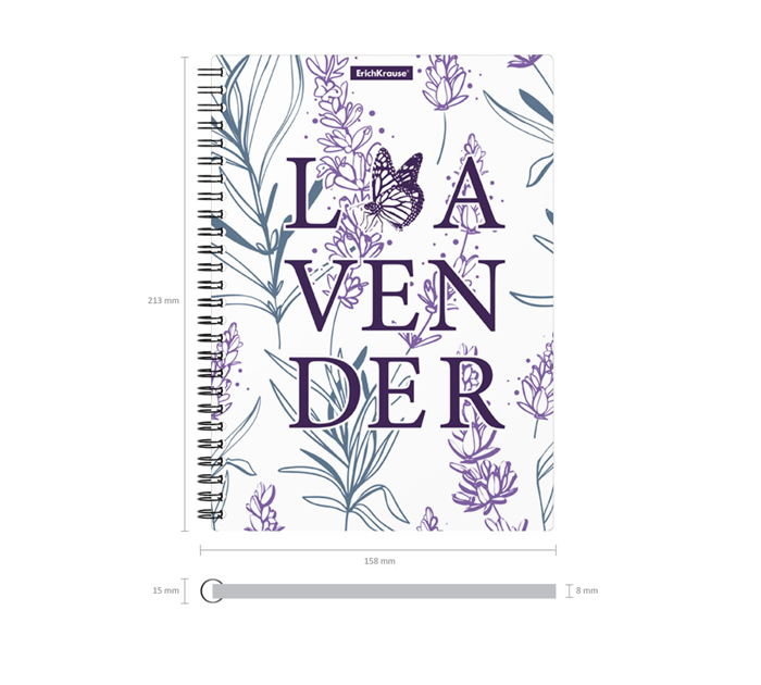 Тетрадь А5 80л клетка, на спирали, пластиковая обложка, Erich Krause «Lavender»