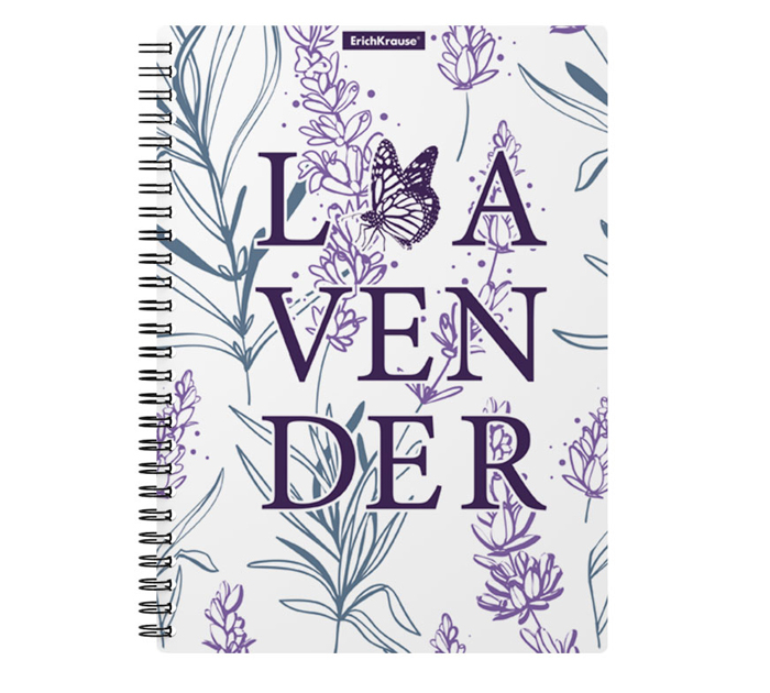 Тетрадь А5 80л клетка, на спирали, пластиковая обложка, Erich Krause «Lavender»