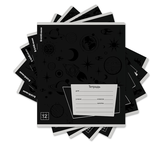 Тетрадь А5 12л клетка, Erich Krause «Black Pattern»
