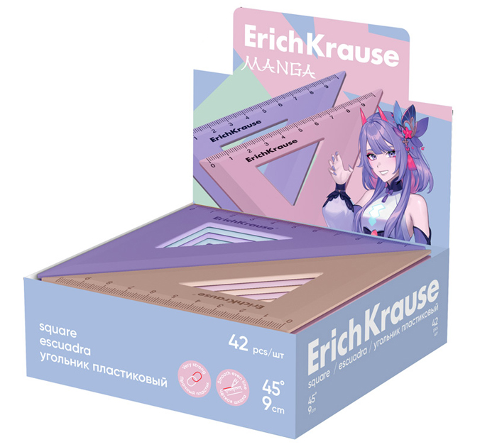 Треугольник Erich Krause «Manga» 45х9см, пластиковый, ассорти