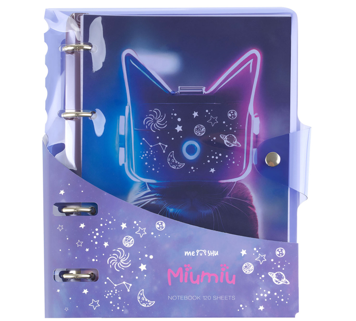 Тетрадь на кольцах  А5, 120л, клетка, пластиковая обложка, Meshu «Miumiu»
