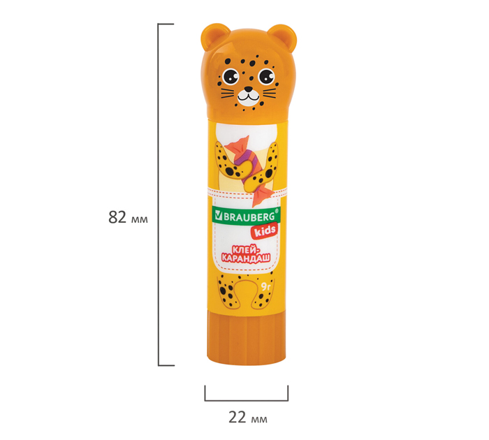 Клей-карандаш Brauberg Kids «Зверята: панда, слон, леопард» 9г