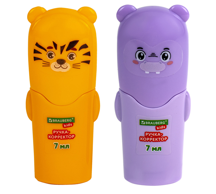 Корректор-ручка Brauberg Kids «Зверята» металлический наконечник, 7мл