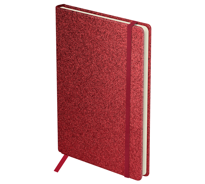 Ежедневник недатированный БиДжи «Glitter. Red» А5, красный, картон, на резинке, карман, 272стр