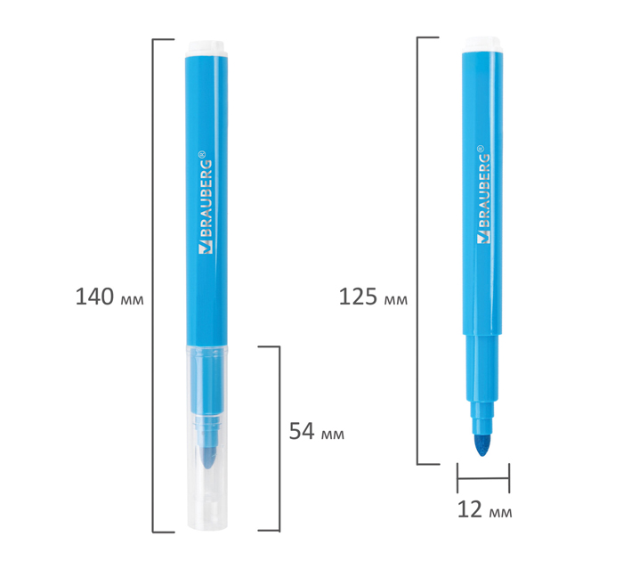 Фломастеры Brauberg «Premium» 12 цветов, утолщенные, смываемые