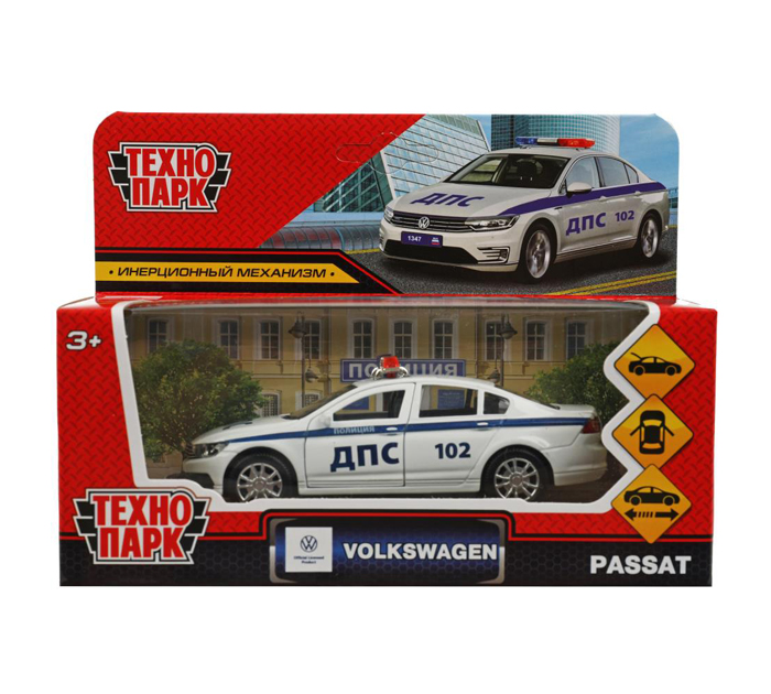 Игрушка Технопарк «Машинка инерционная» Volkswagen passat полиция, 12см, металлическая, от 3-х лет