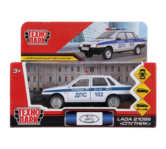 Игрушка Технопарк «Машинка инерционная» Lada-21099 Спутник, 12см, металлическая, от 3-х лет