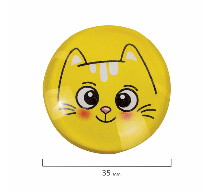 Кнопки магнитные для доски Brauberg kids «3D-Коты» стеклянные, ассорти, 35мм, 6шт