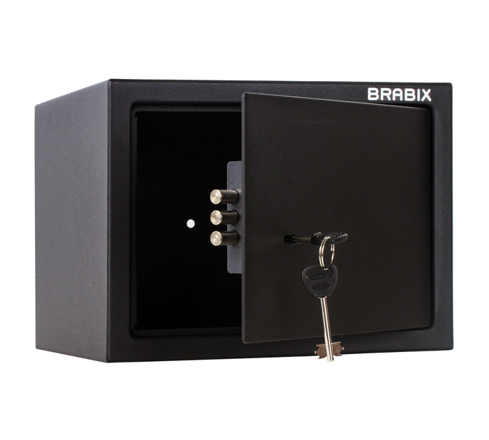 Сейф Brabix «SF-230KL» мебельный, 230х310х250 мм, ключевой замок, черный