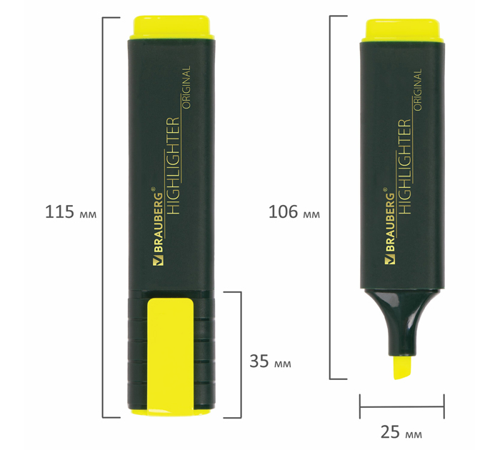 Маркеры текстовые (набор) Brauberg «Original» 4 цвета, 1-5мм