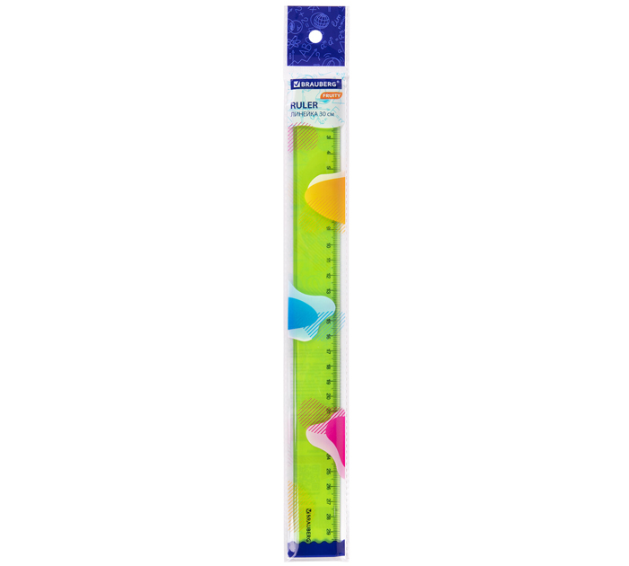 Линейка Brauberg «Fruity» пластиковая, ассорти, 30см