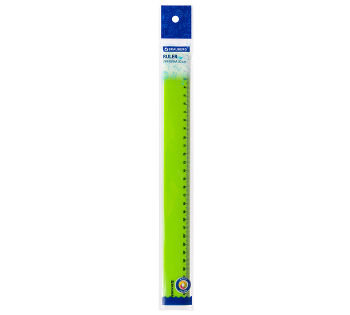 Линейка Brauberg «Neon» пластиковая, ассорти, 30см