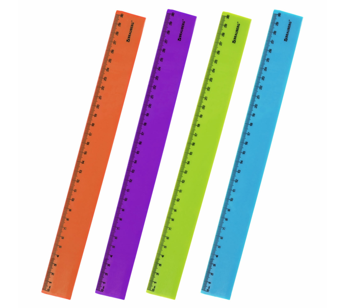Линейка Brauberg «Neon» пластиковая, ассорти, 30см