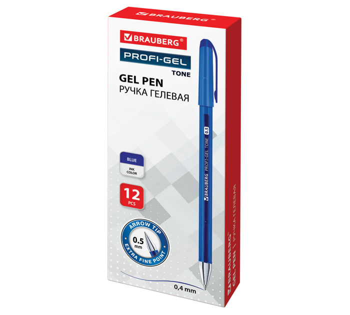 Ручка гелевая Brauberg «Profi-Gel Tone» синий стержень, узел 0.5мм, линия письма 0.4мм