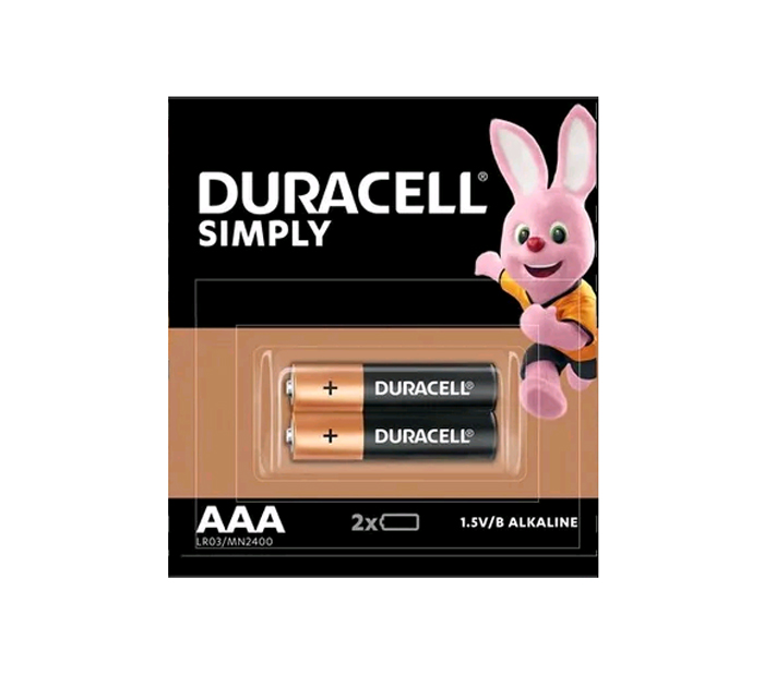 Элемент питания Duracell «Simply» ААА, LR03, 2шт
