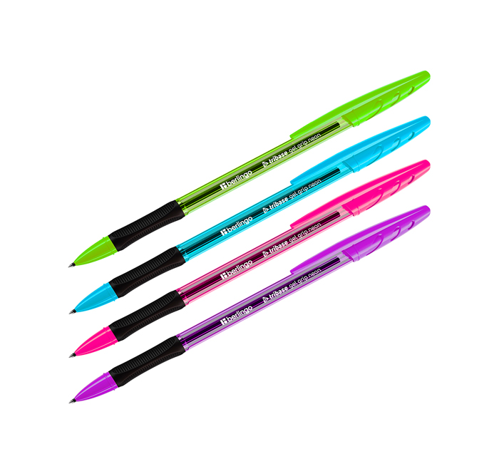 Ручка гелевая Berlingo «Tribase Gel grip neon» черный стержень, узел 0.5мм, линия письма 0.3мм
