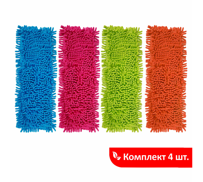 Блок сменный для швабры  МОП, микрофибра букли/синель, 38-42см, 4шт