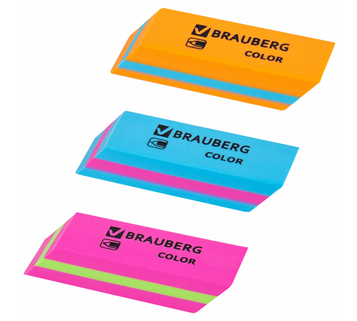 Ластик Brauberg «Color» 55х15х13мм