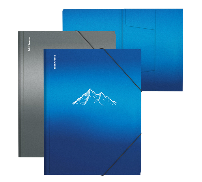 Папка на резинке Erich Krause «Ice Metallic Mountain» А4, пластиковая, ассорти, 600мкм