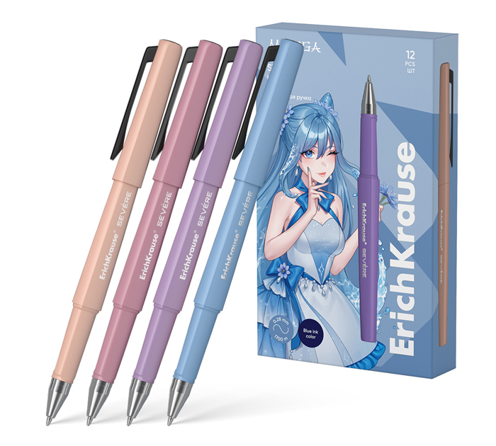 Ручка шариковая Erich Krause «Severe Stick Manga Super Glide Technology» синий стержень, 0.7мм, линия письма 0.28мм, пэт-бокс