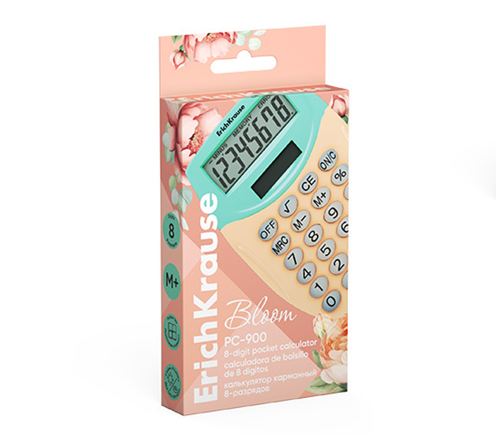 Калькулятор 8 разрядов Erich Krause «Pastel Bloom PC-900» ассорти