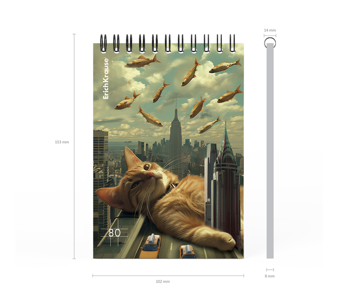 Блокнот А6 на спирали Erich Krause «Big City Cats» 80л, клетка