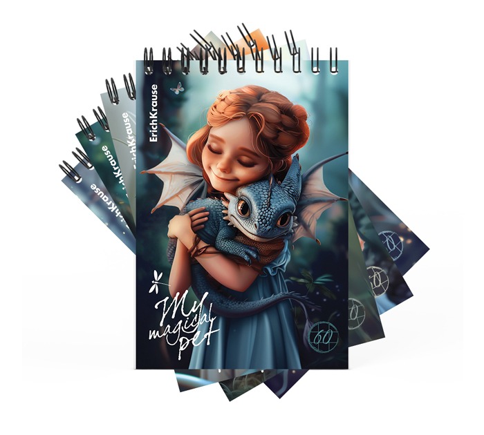 Блокнот А6 на спирали Erich Krause «Magic Pet» 60л, клетка