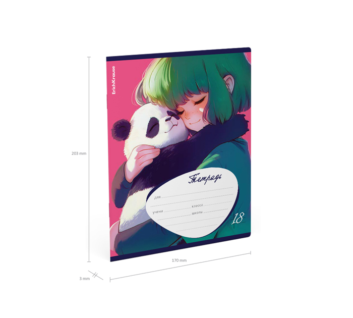 Тетрадь А5 18л клетка, Erich Krause «Panda Hugs»