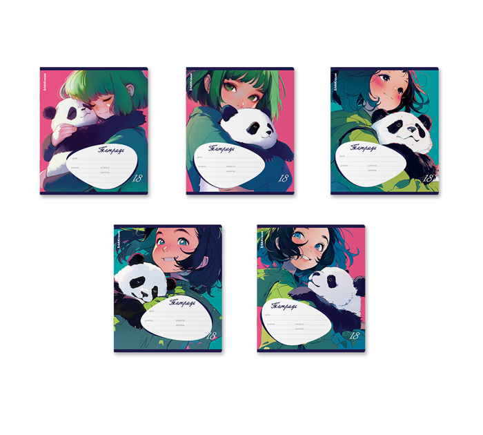 Тетрадь А5 18л линейка, Erich Krause «Panda Hugs»