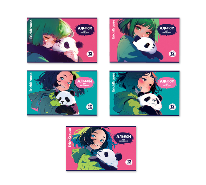 Альбом для рисования Erich Krause «Panda Hugs» А4, 12л, на скобе