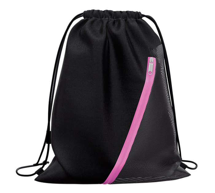 Мешок для обуви Erich Krause «Mesh Black&Pink» 500х410мм, с карманом, на молнии
