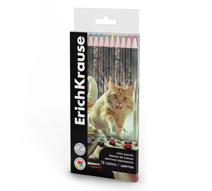Карандаши цветные Erich Krause «Big City Cats» 12 цветов