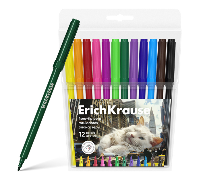 Фломастеры Erich Krause «Big City Cats» 12 цветов