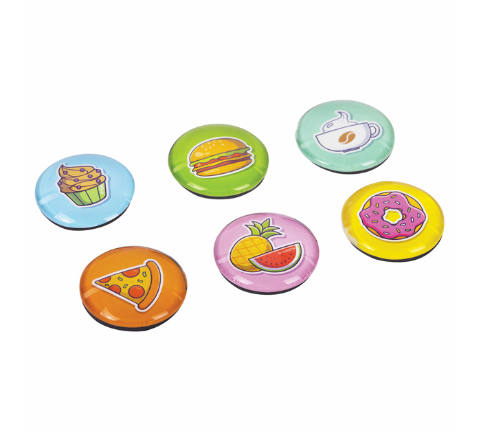 Кнопки магнитные для доски Brauberg Kids «3D Street Food» стеклянные, ассорти, 35мм, 6шт