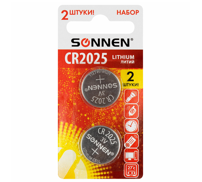 Элемент питания Sonnen «Lithium» CR2025, 2шт