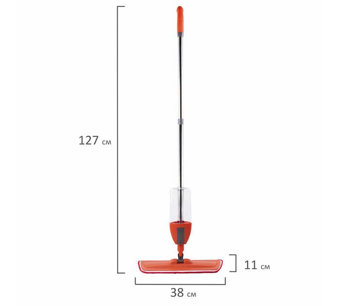 Швабра Laima «Spray Mop» с распылителем, плоская, микрофибра, 124см